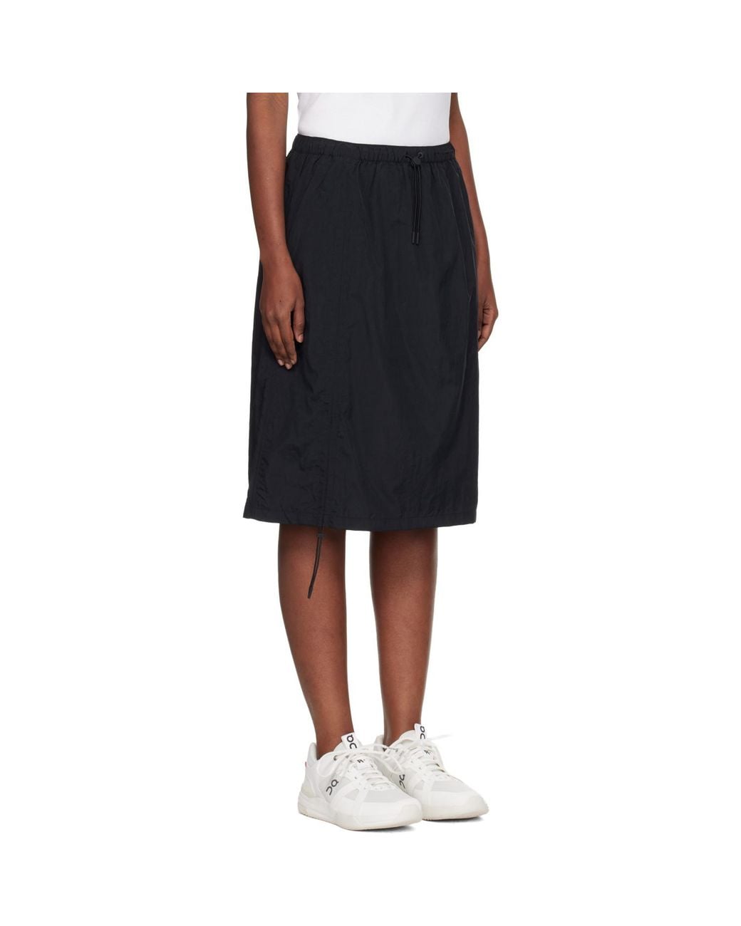 On Shoes Black Drawstring Midi Skirt