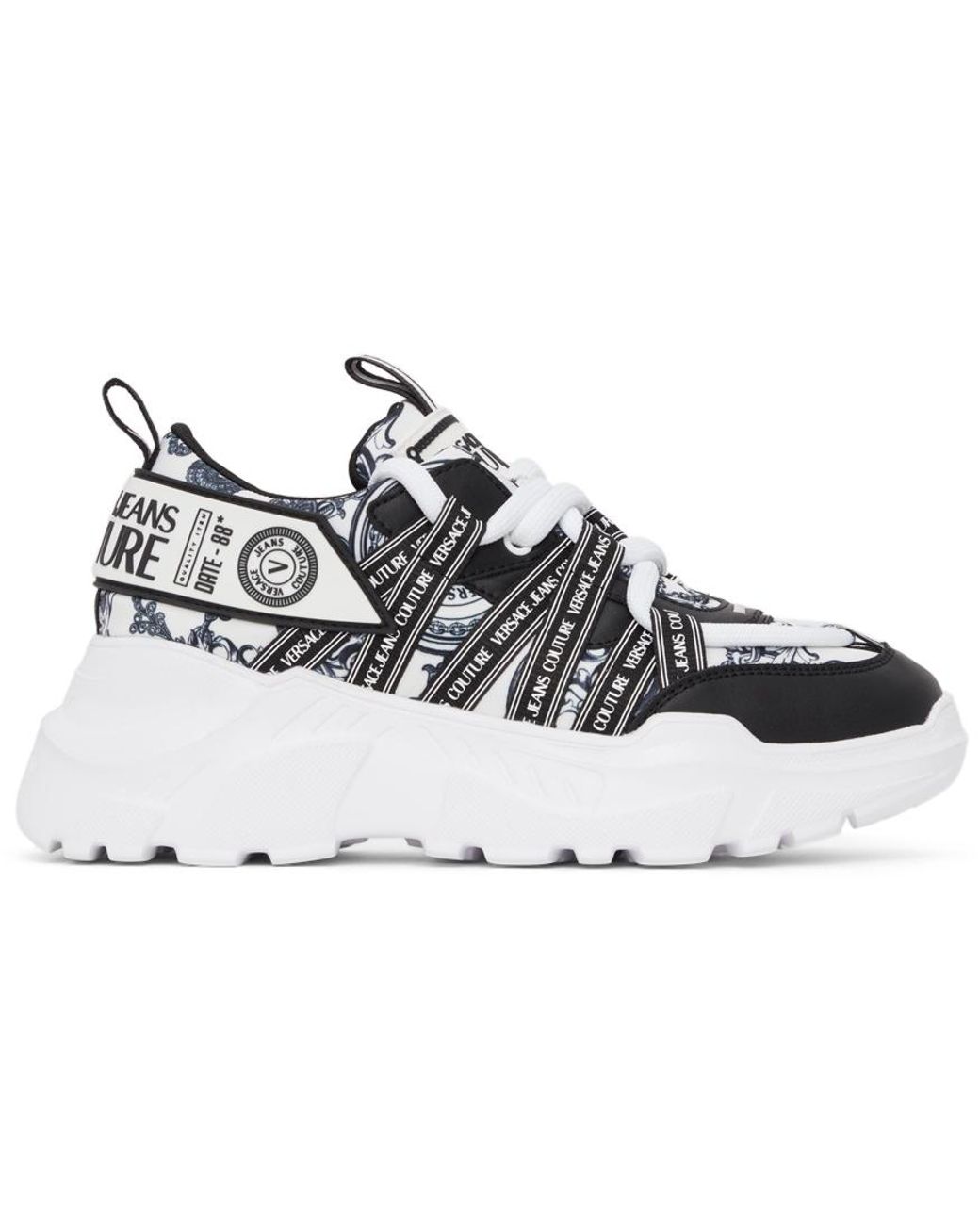 Versace Jeans Couture Synthetic White & Black Chunky Logo Sneakers for ...