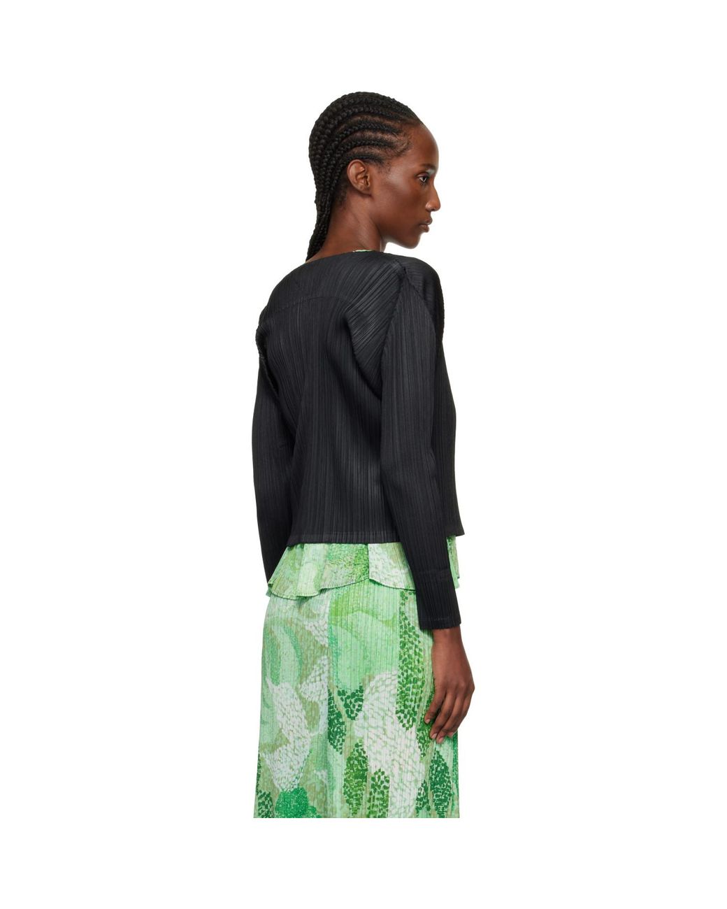 Pleats Please Issey Miyake Black Facade Cardigan