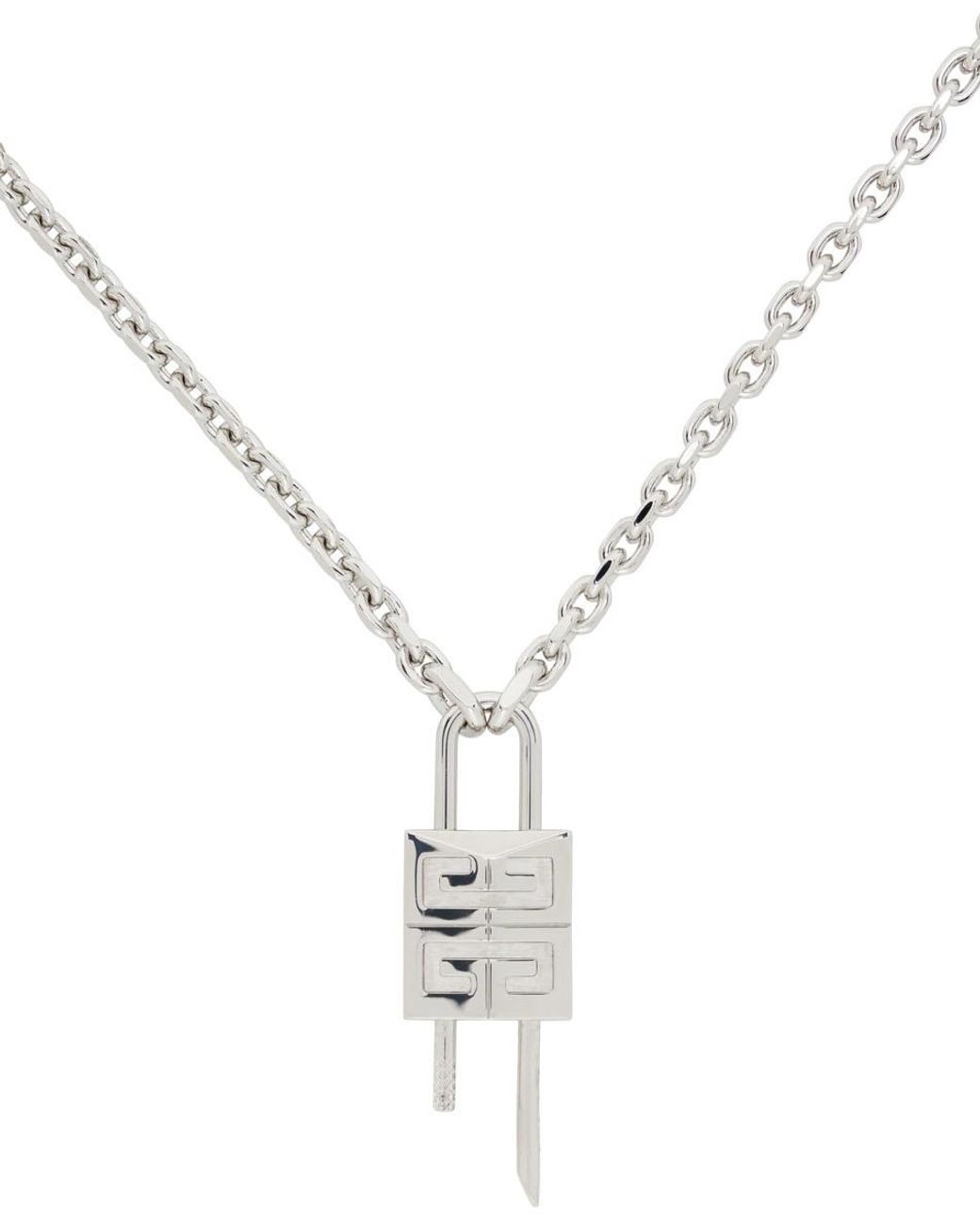 Givenchy Silver 4g Lock Necklace | Lyst