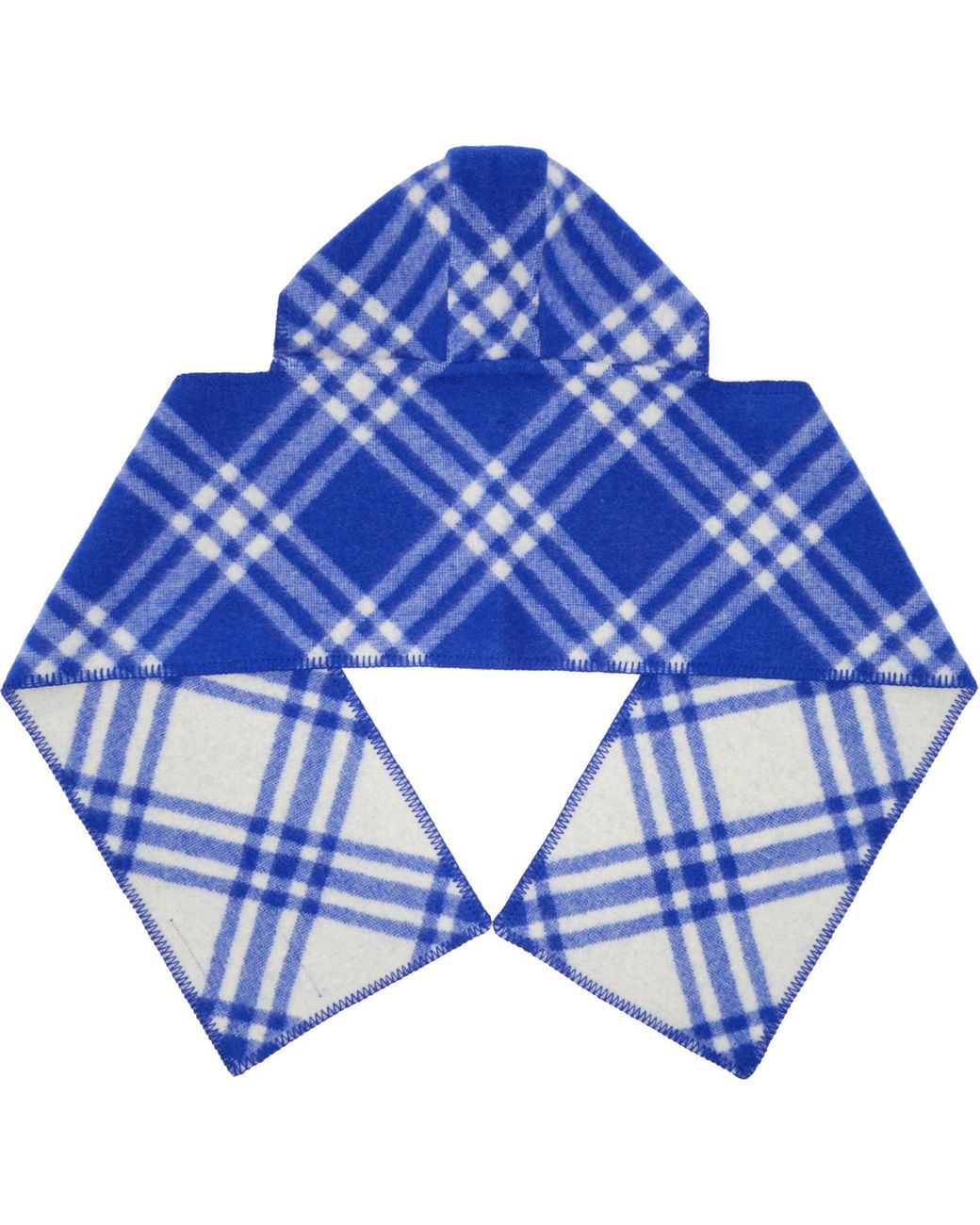 Burberry Blue Check Wool Hooded Scarf