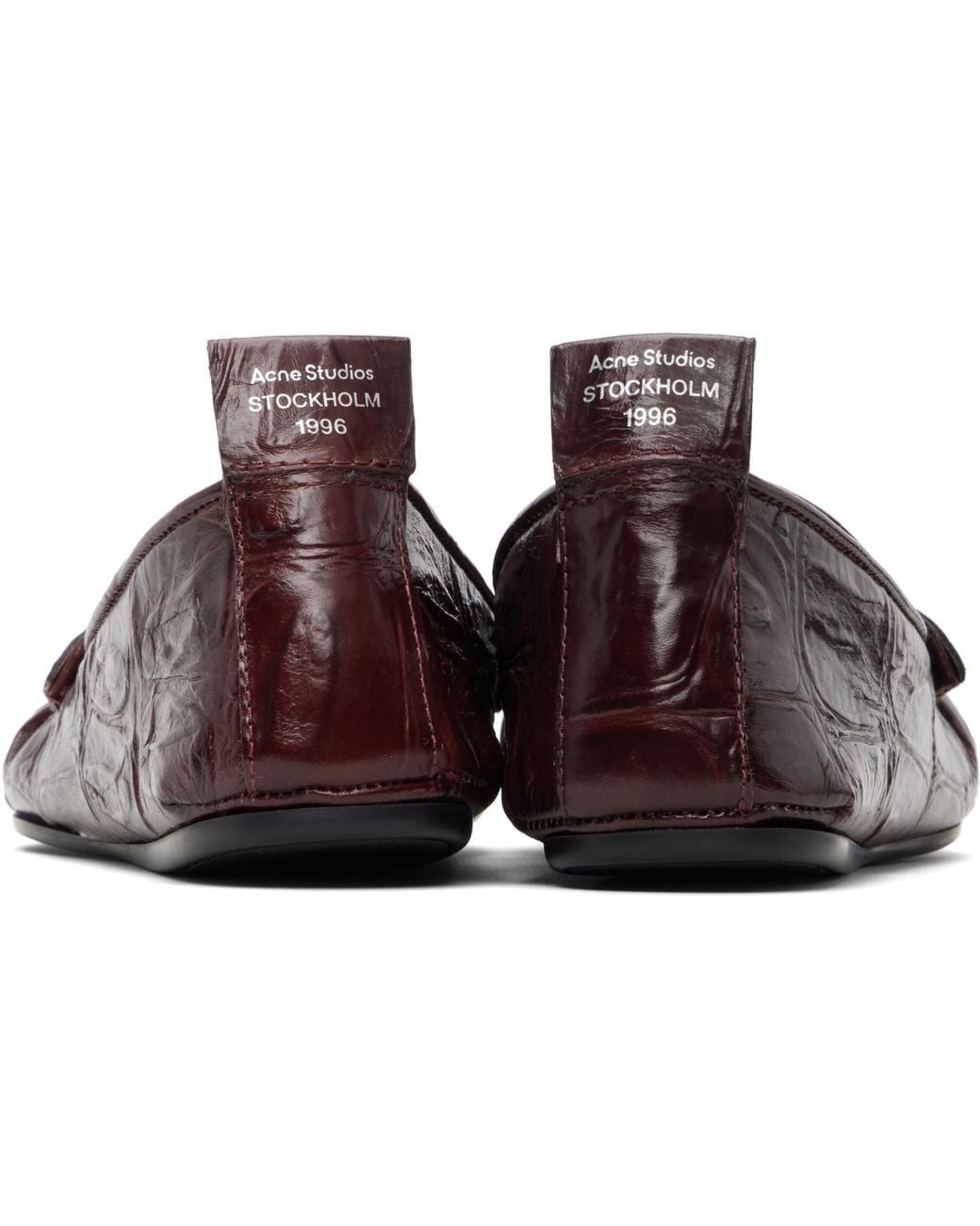Acne Black Burgundy Leather Saddle Loafers