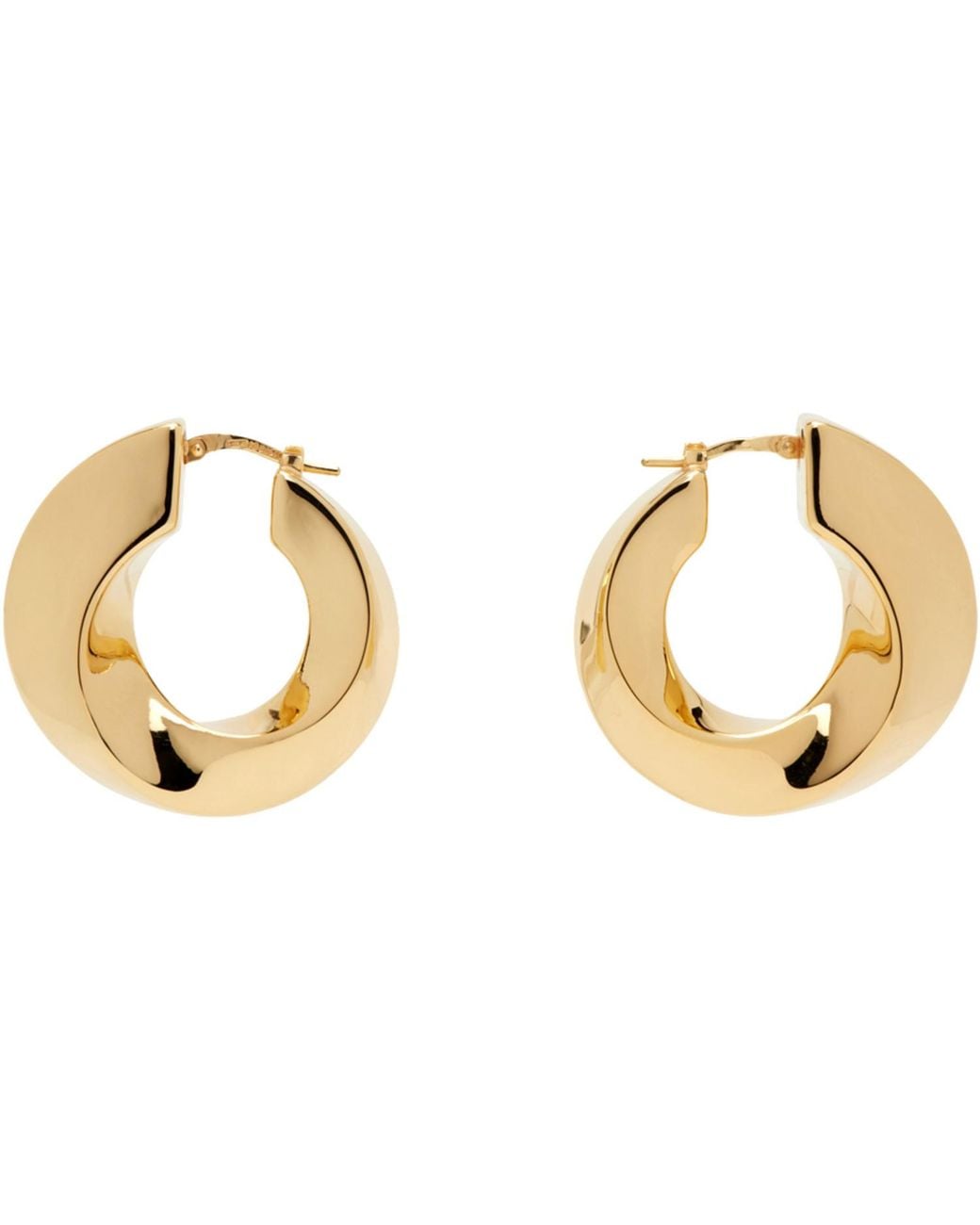 Bottega Veneta Black Gold Twist Hoop Earrings