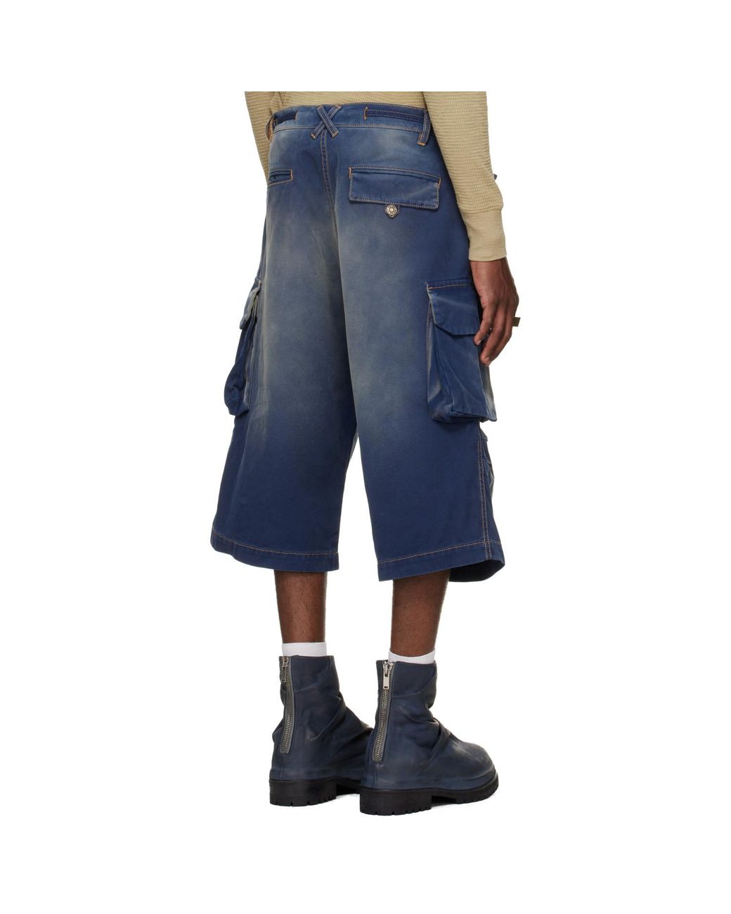 424 Blue Camo Bermudas Cargo Shorts for men