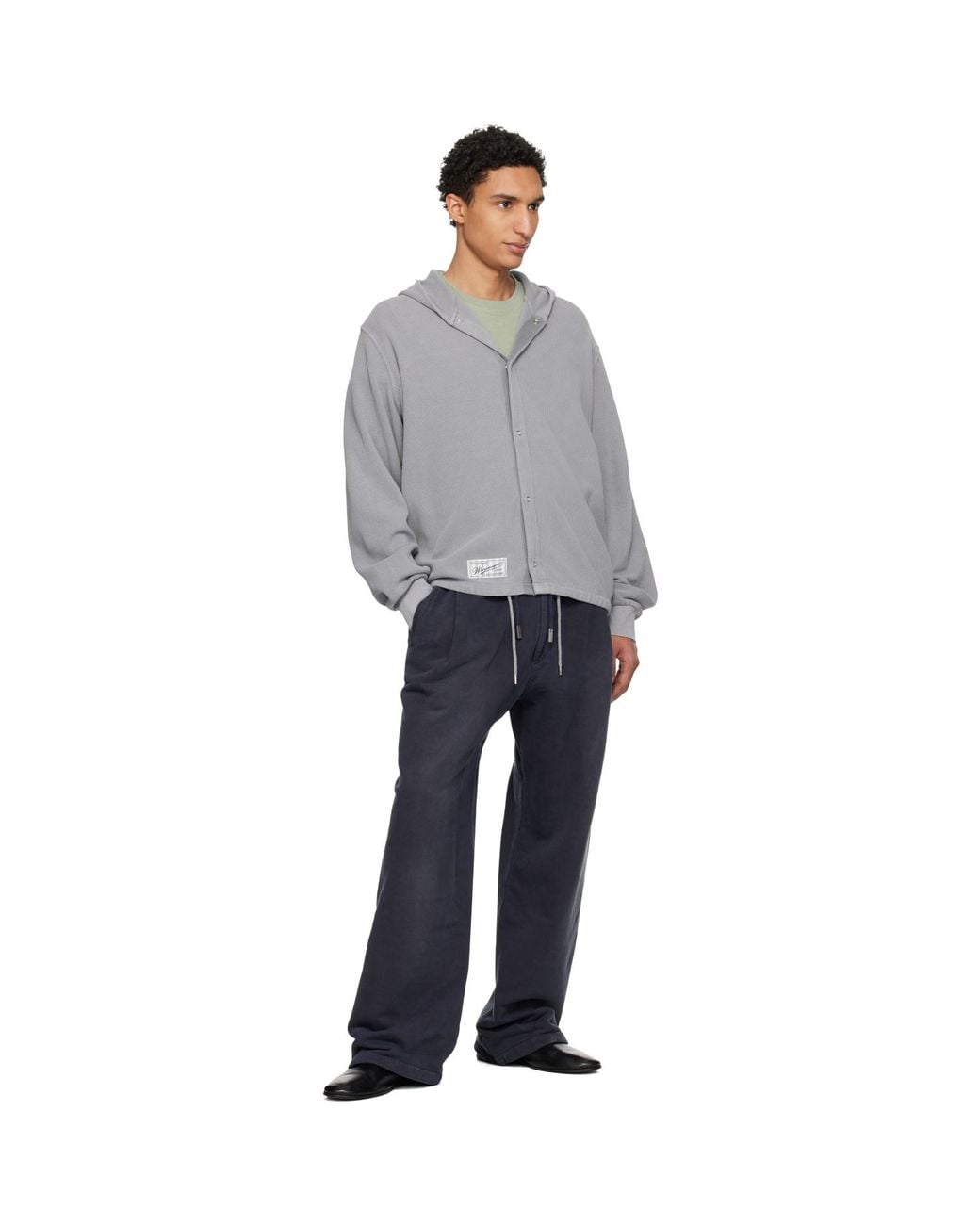 Wooyoungmi Gray Dyed Open Hoodie for men