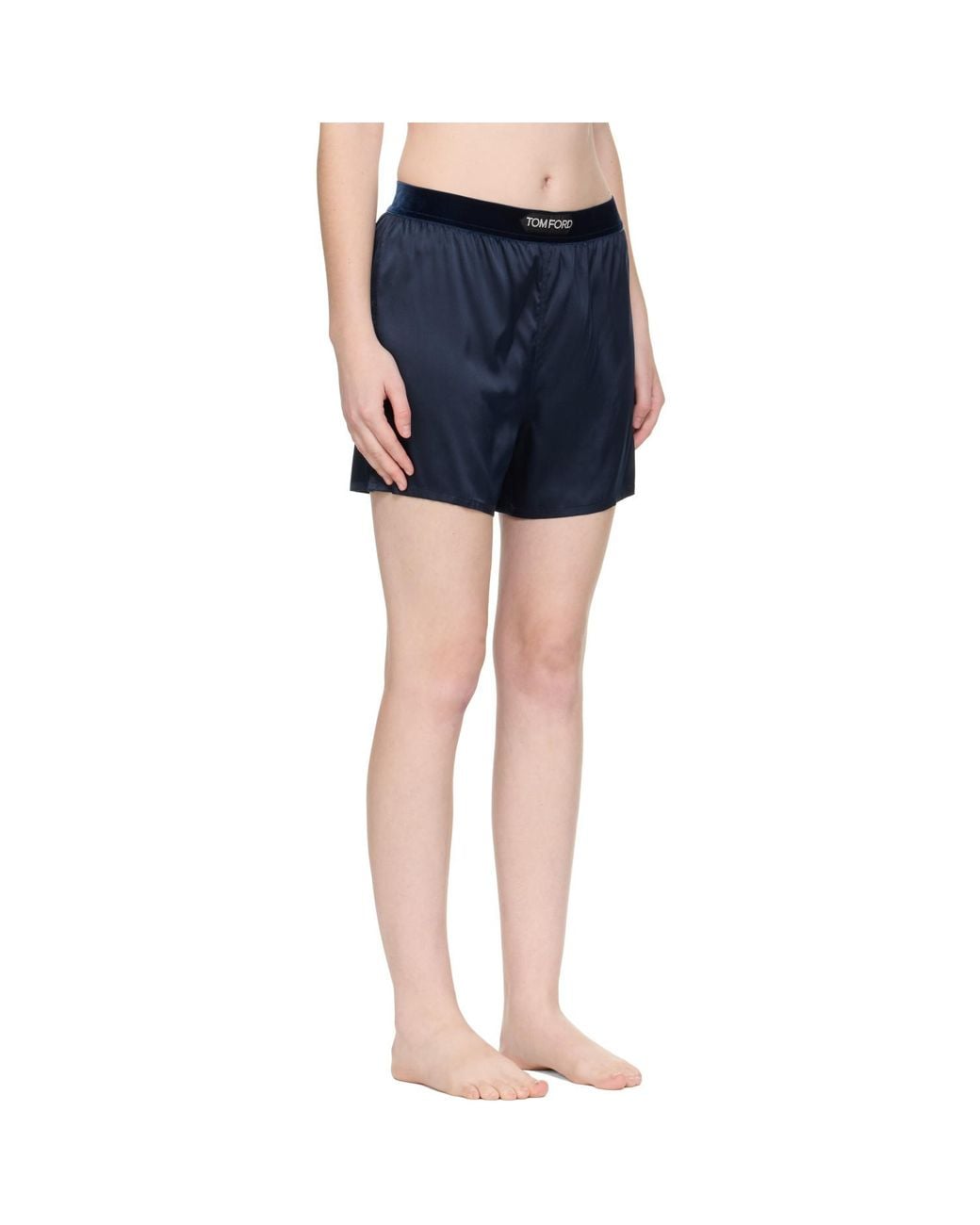 Tom Ford Blue Stretch Silk Satin Boxer Shorts
