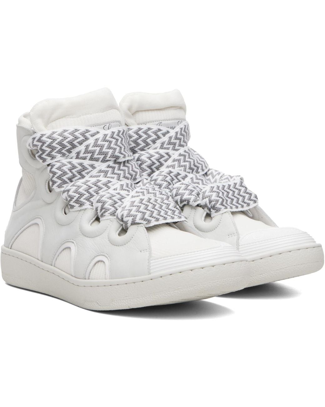 Lanvin White High Top Curb Knit Sneakers for men