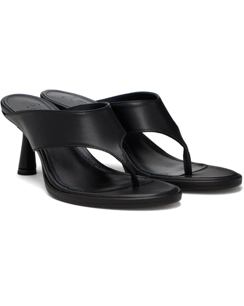 Aeyde Black Olenna Thong Heeled Sandals