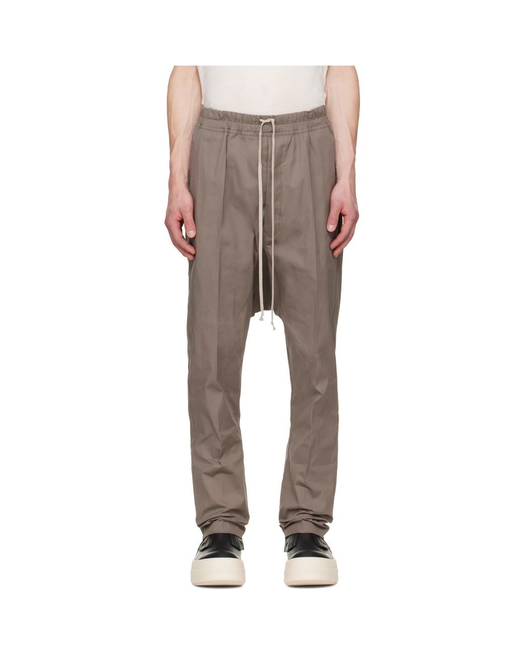 Rick Owens Gray Tower Drawstring Long Trousers for men