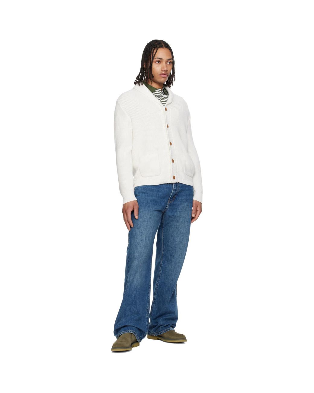 Polo Ralph Lauren White Off- Cotton Shawl-Collar Cardigan for men