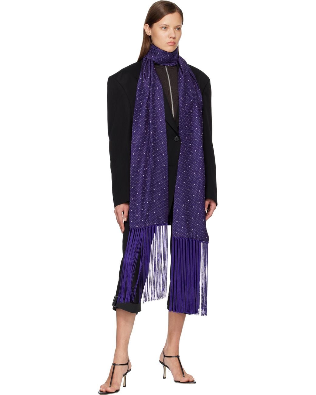 Acne パープル シルク スカーフ Blue