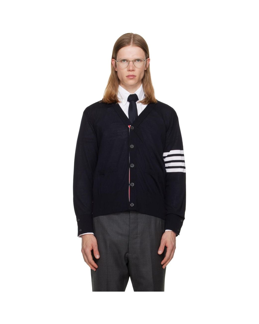Thom Browne Black Merino Wool 4-Bar Classic Cardigan for men
