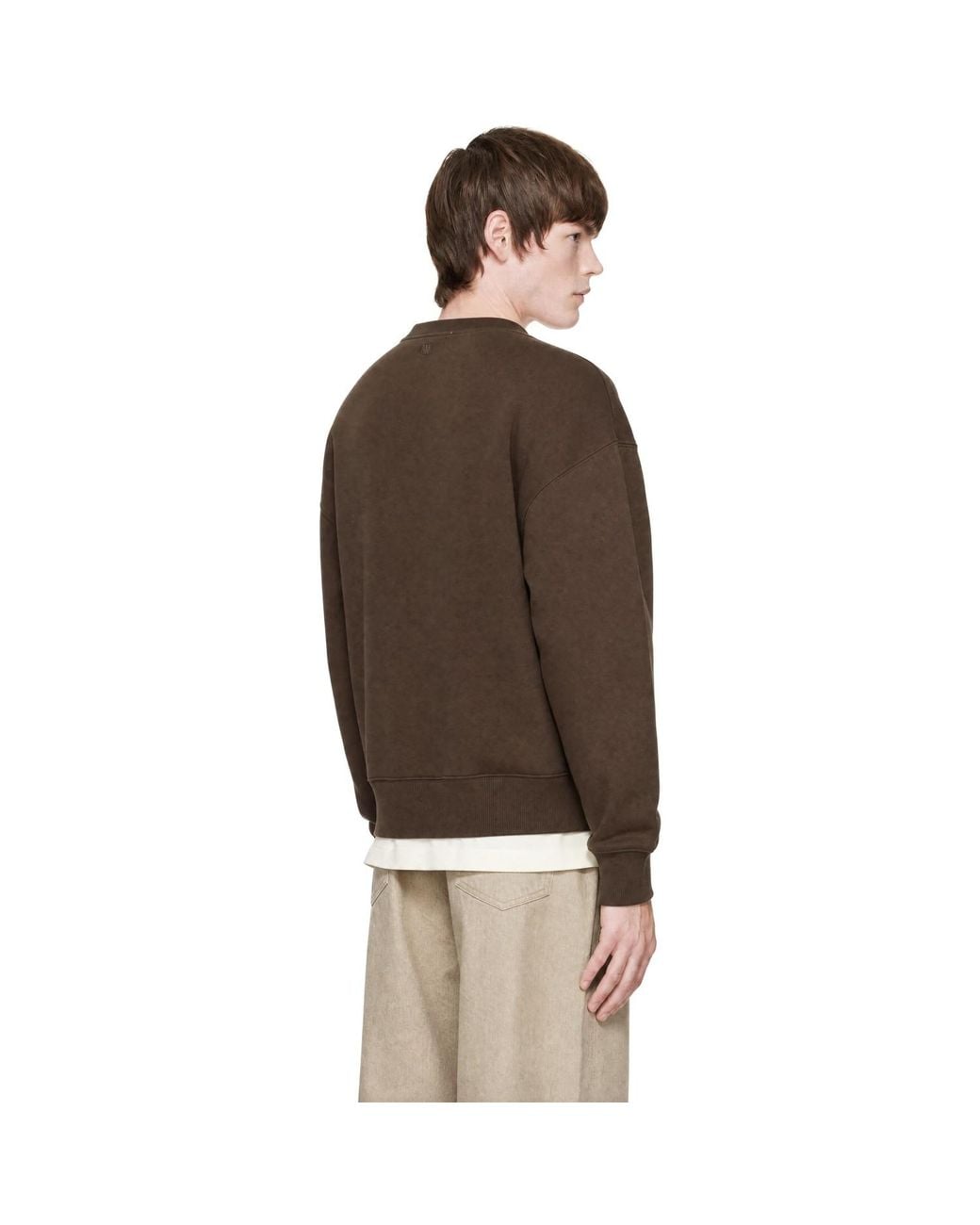 AMI Brown Tonal Embossed Ami De Coeur Sweatshirt for men