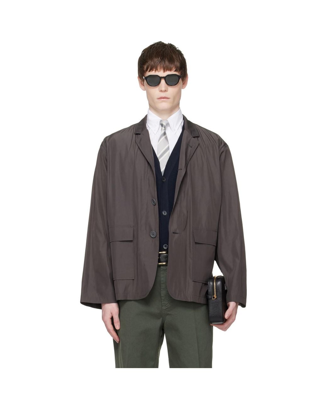 Thom Browne Gray Packable Flap Pocket Blazer for men