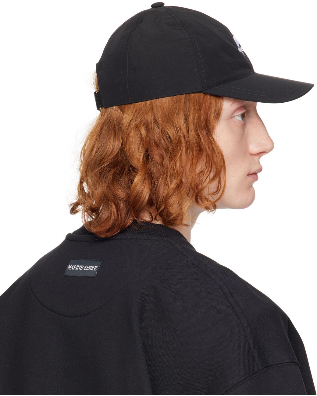 スポーティー♪【Marine Serre】MS SPORT NYLON BASEBALL CAP Black Recycled Nylon Baseball Cap by Marine Serre on Sale