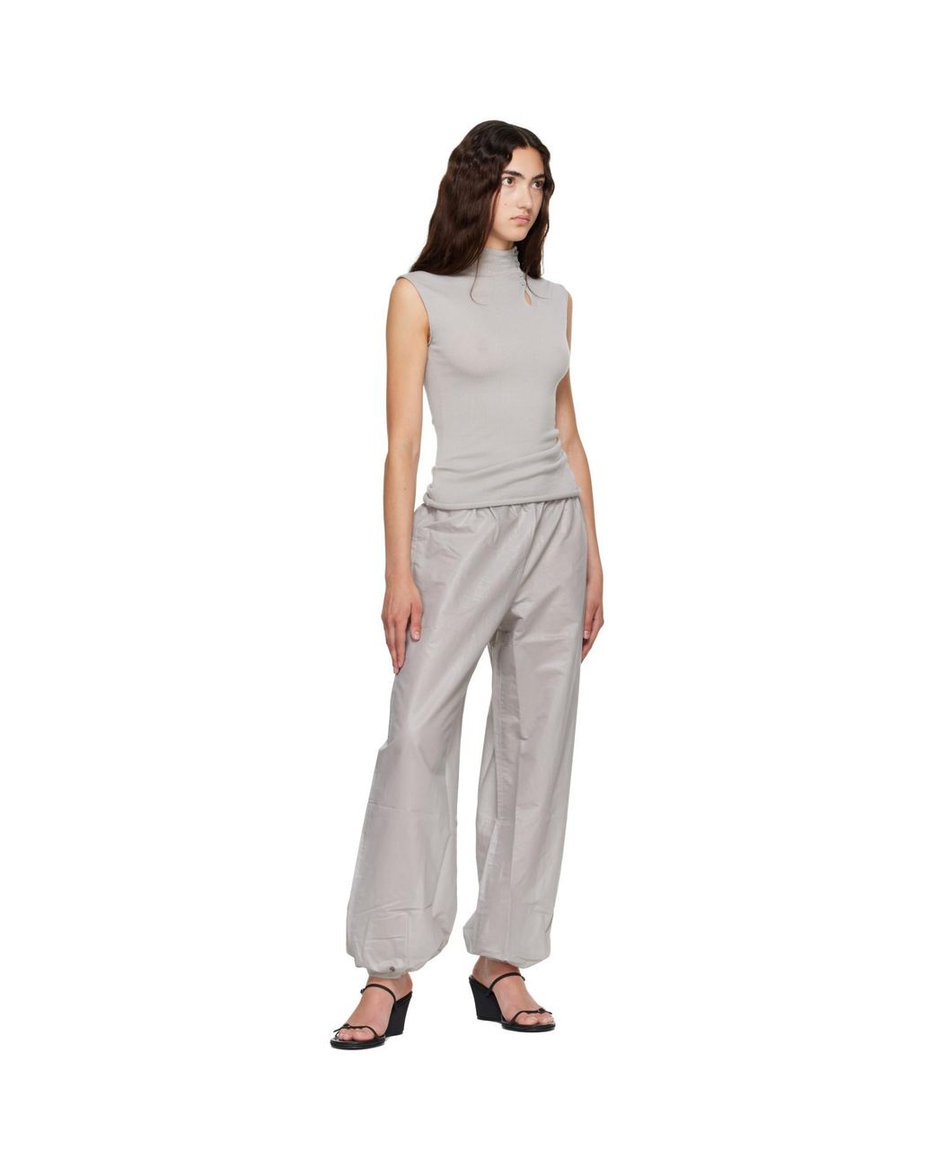 Helmut Lang Gray Button Turtleneck Tank Top