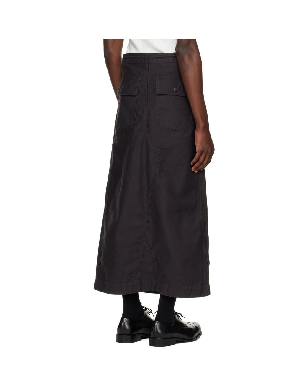 Needles Black Back Sateen String Fatigue Skirt for men