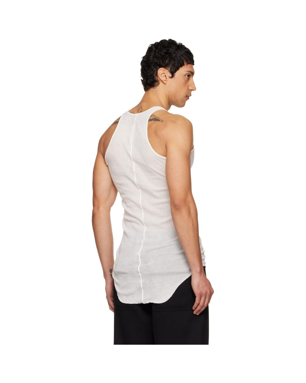 Rick Owens White Temple Basic Rib Tank Top for men
