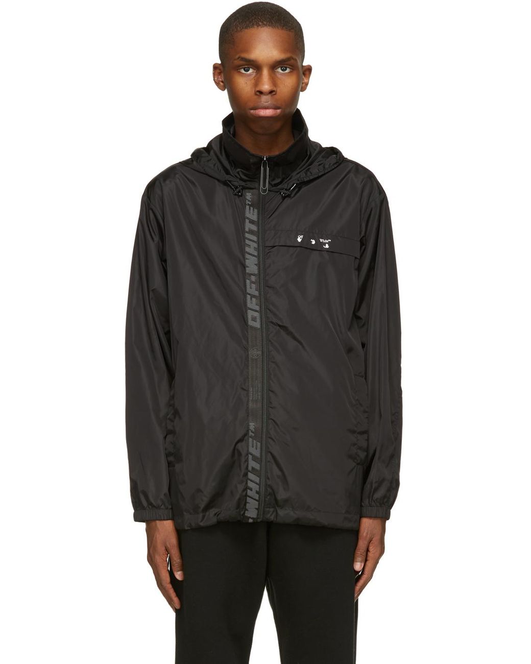 Off-White c/o Virgil Abloh Synthetic Black Logo Windbreaker Jacket for ...