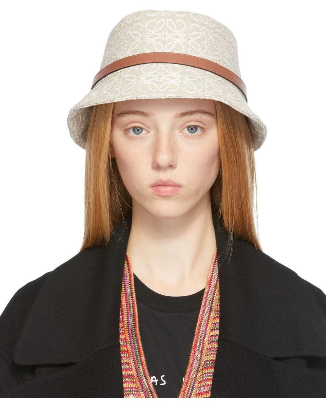 Loewe Cotton Beige Jacquard Anagram Bucket Hat | Lyst