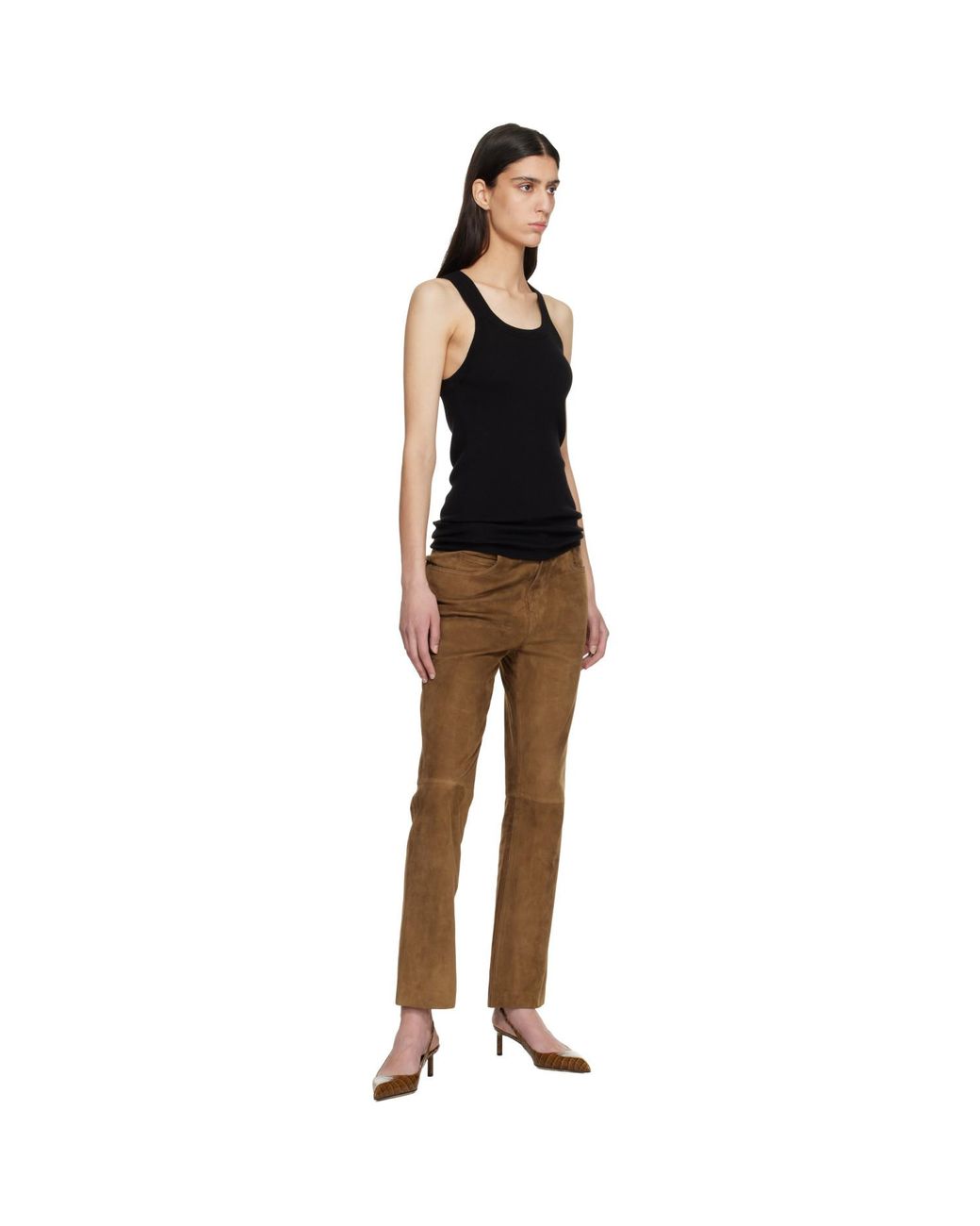 Tom Ford Black Tan Full Grain Lamb Suede Pants