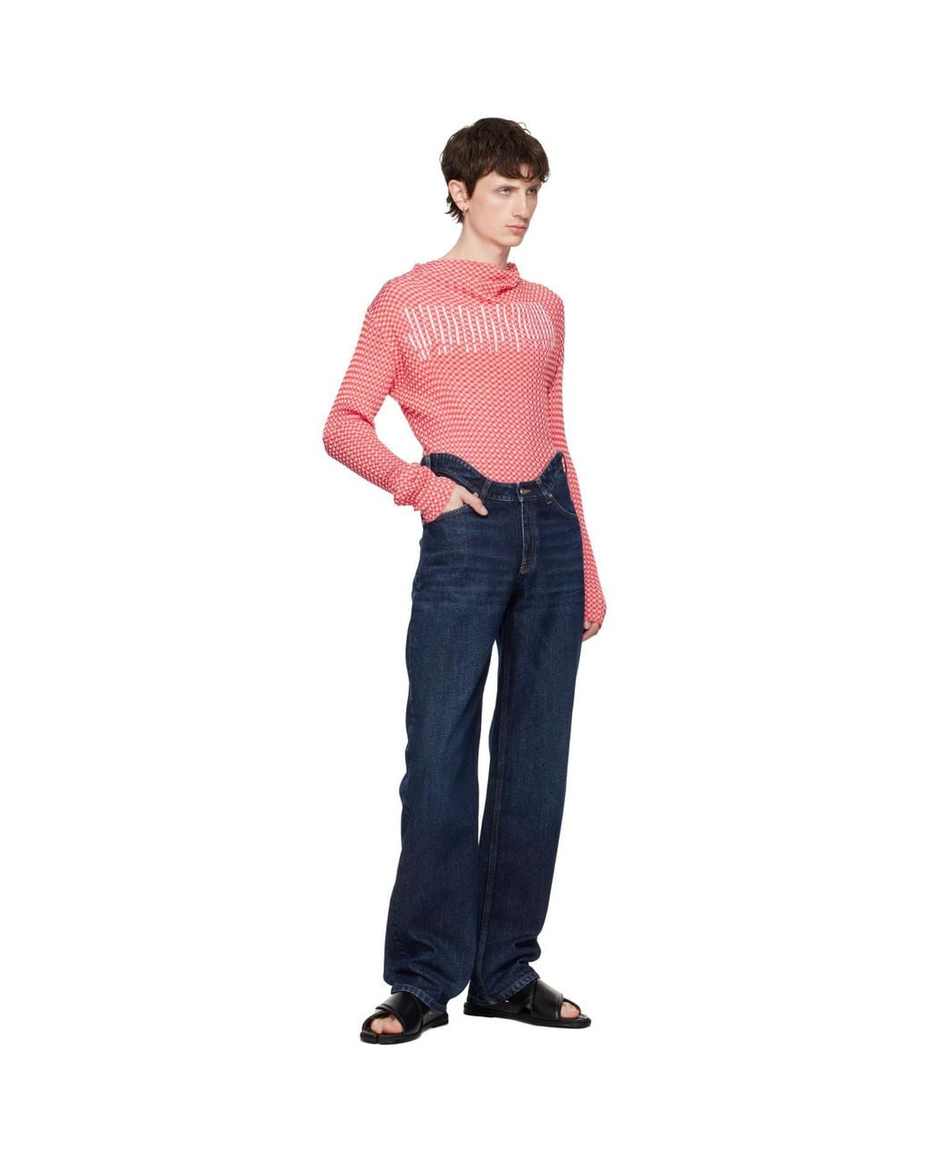 Jean Paul Gaultier Blue 'The Curved Denim' Jeans for men