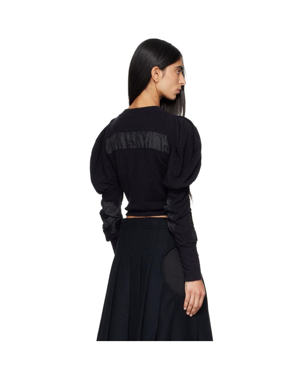 OPEN YY Black Slouchy Puff Panel Cardigan