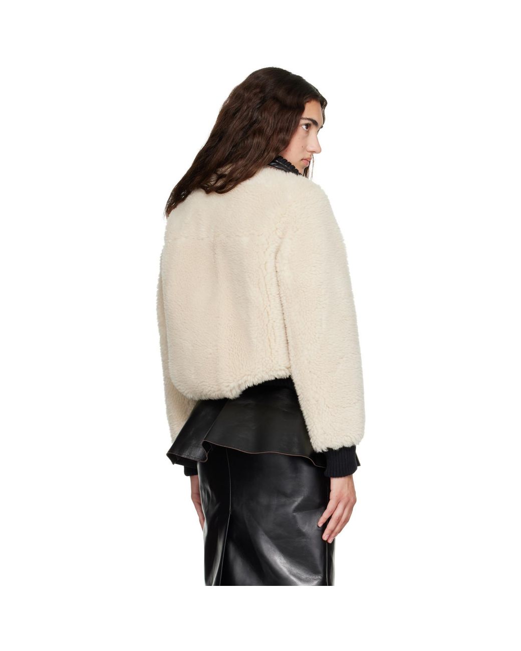 Sacai Black Off- Wool Faux Shearling Blouson Jacket