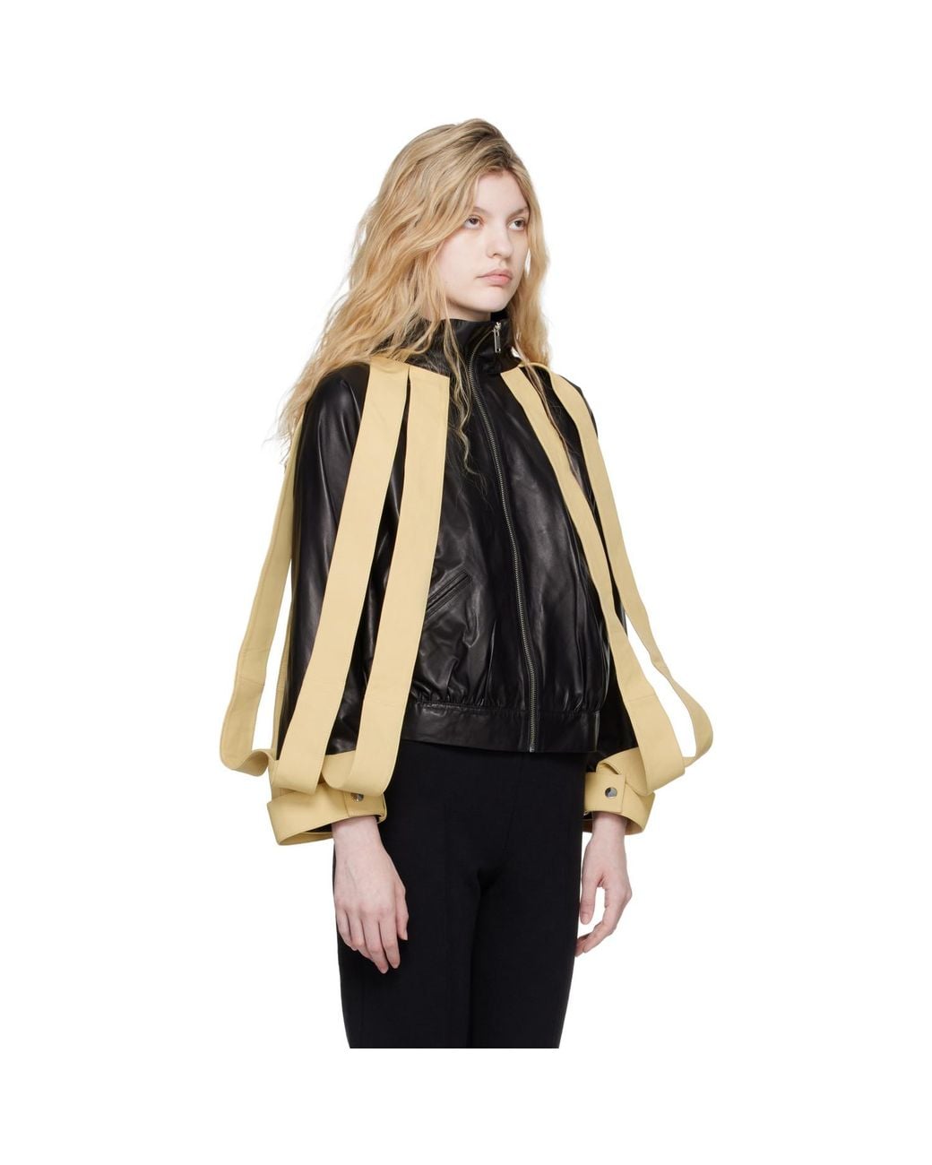 Super Yaya Black Lansquenet Leather Bomber Jacket