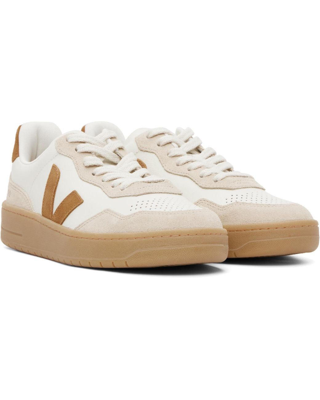 Veja Black Off- & Tan V-90 Leather Sneakers for men