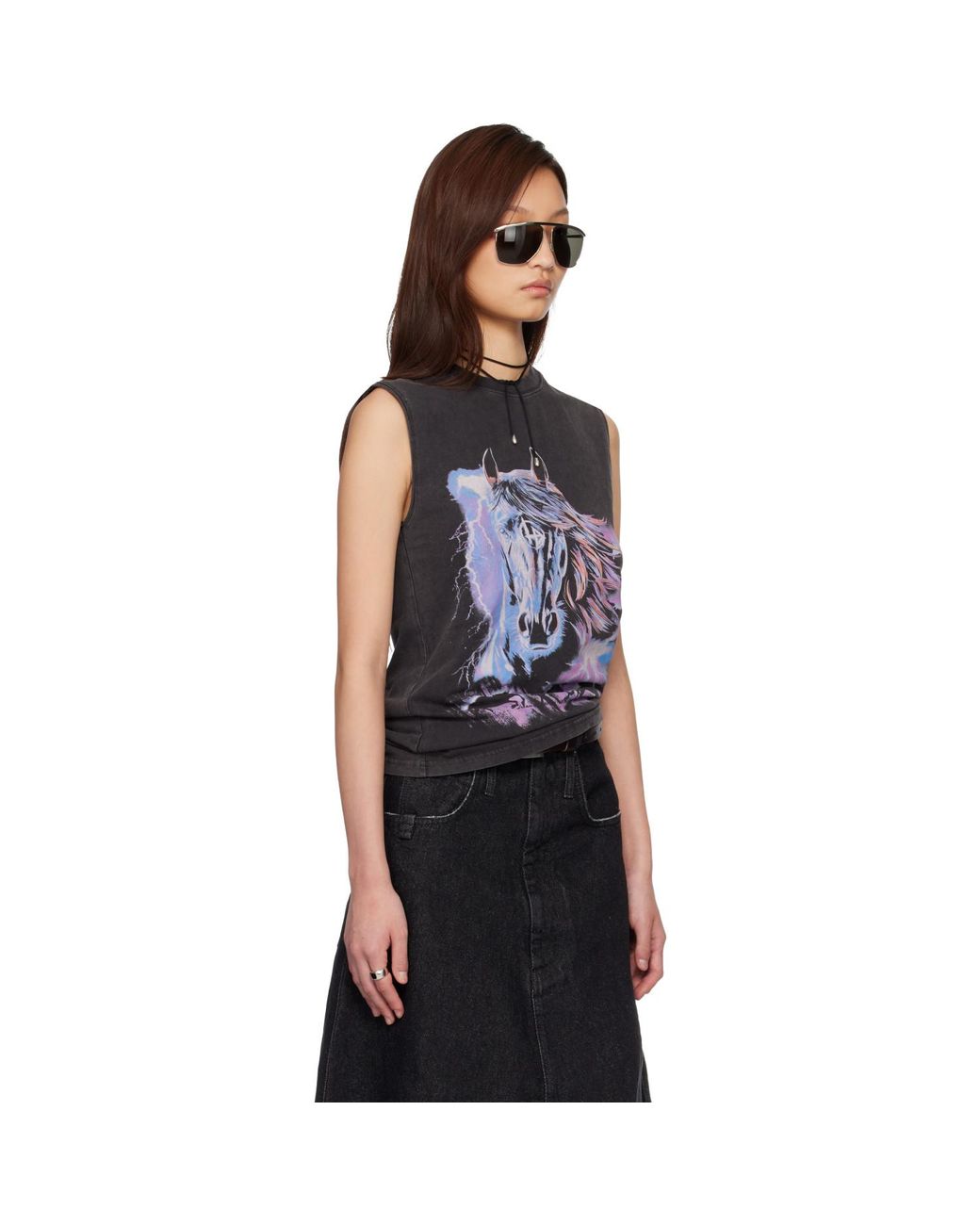 Lu'u Dan Black 'Year Of The Horse' Sleeveless T-Shirt