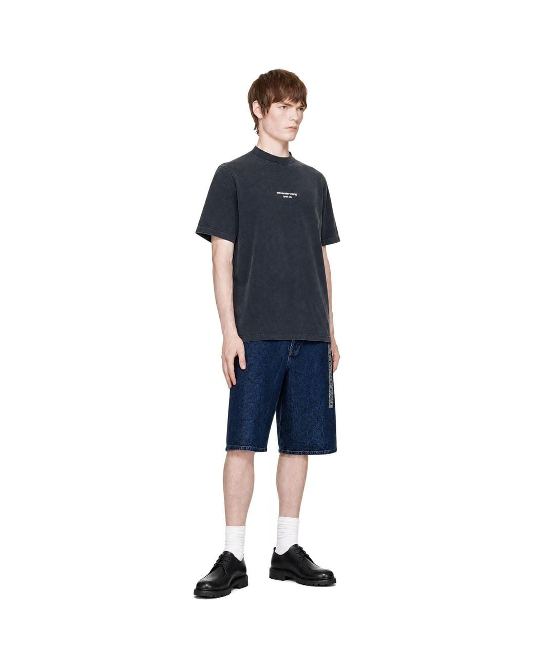 Alexander Wang Blue Logo Print T-Shirt for men