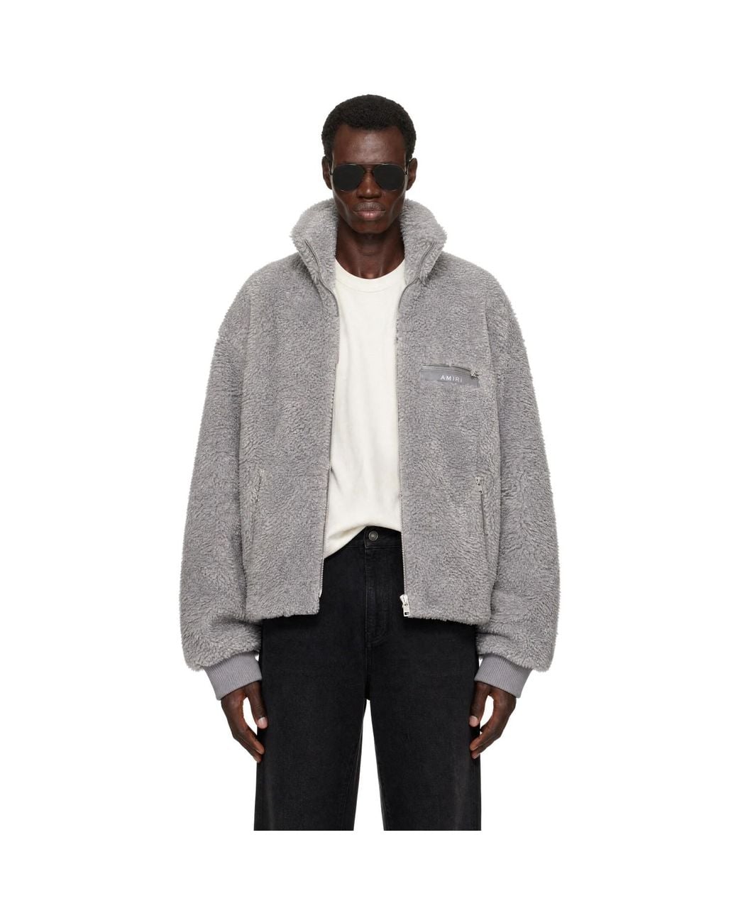Amiri Gray Fuzzy Track Jacket for men