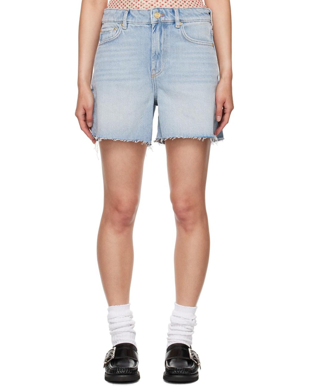 GANNI｜SHORTS (Dark Blue Twill Denim Shorts (J1703 077)) Ganni | Heavy Twill Denim Shorts | Blue shorts