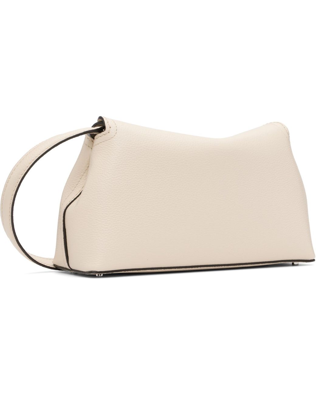 Totême Black Off- T-Lock Grained-Leather Clutch