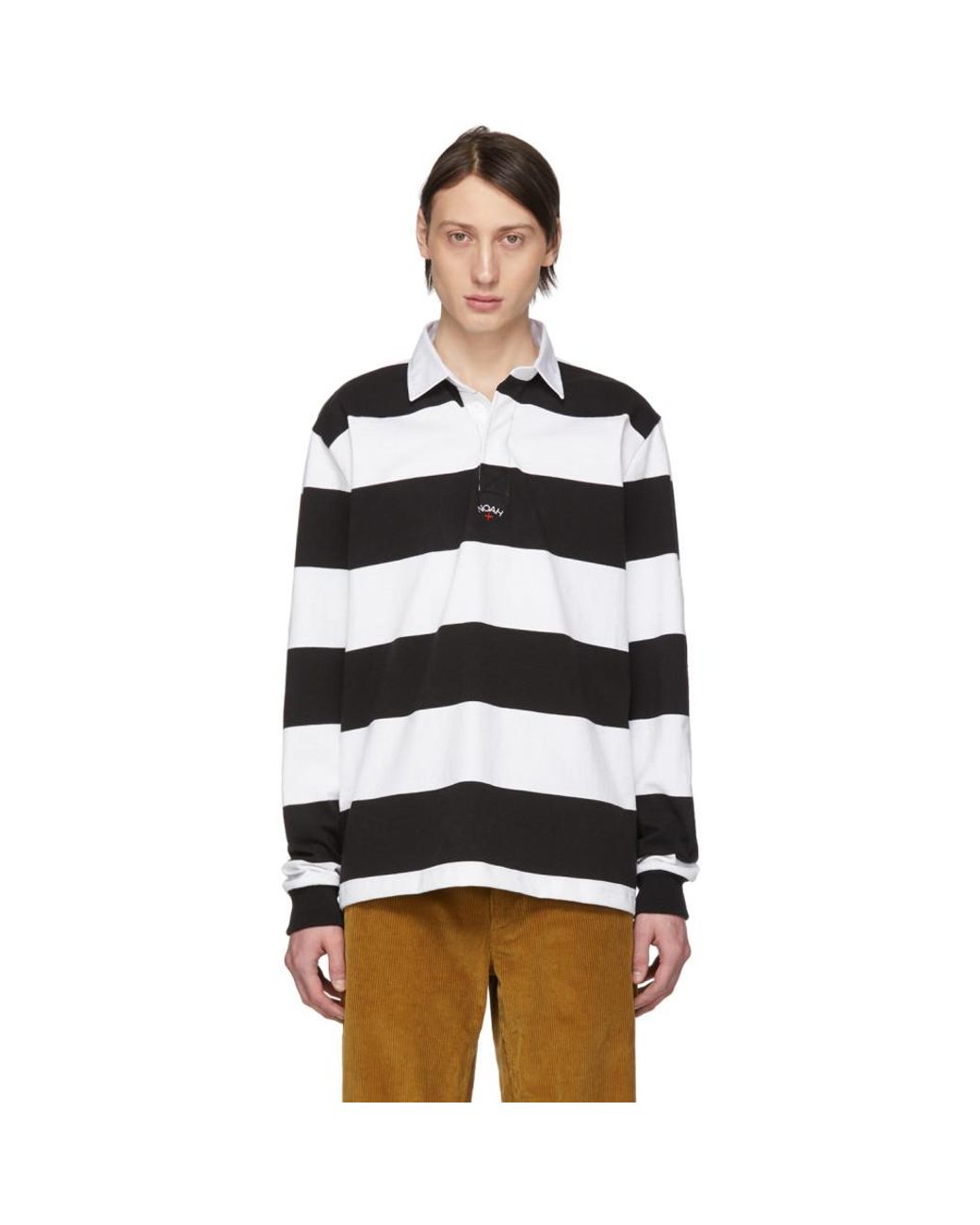 Noah Black And White Stripe Rainbow Rugby Polo for Men | Lyst Canada