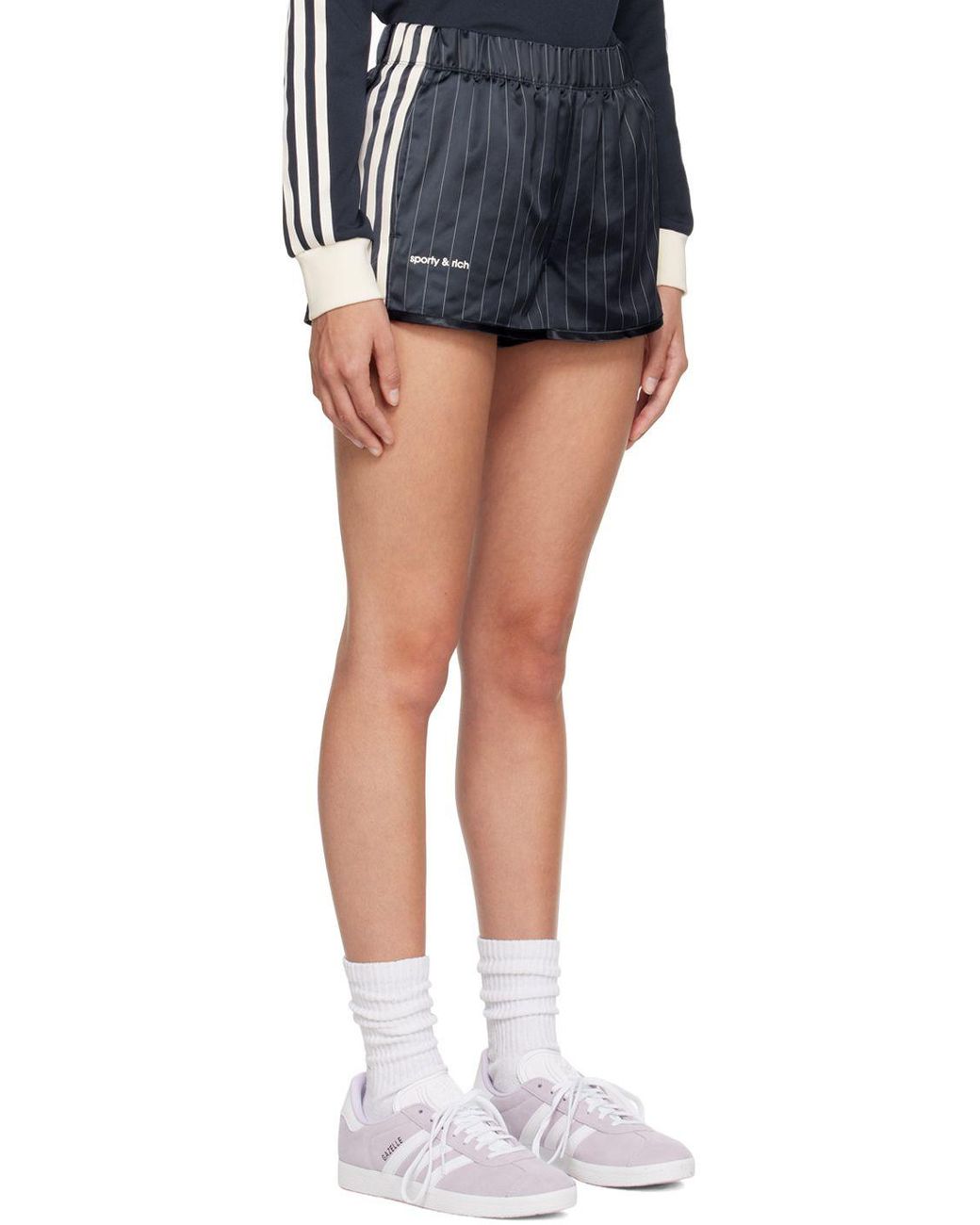 Sporty & Rich Navy Adidas Originals Edition Shorts in Black