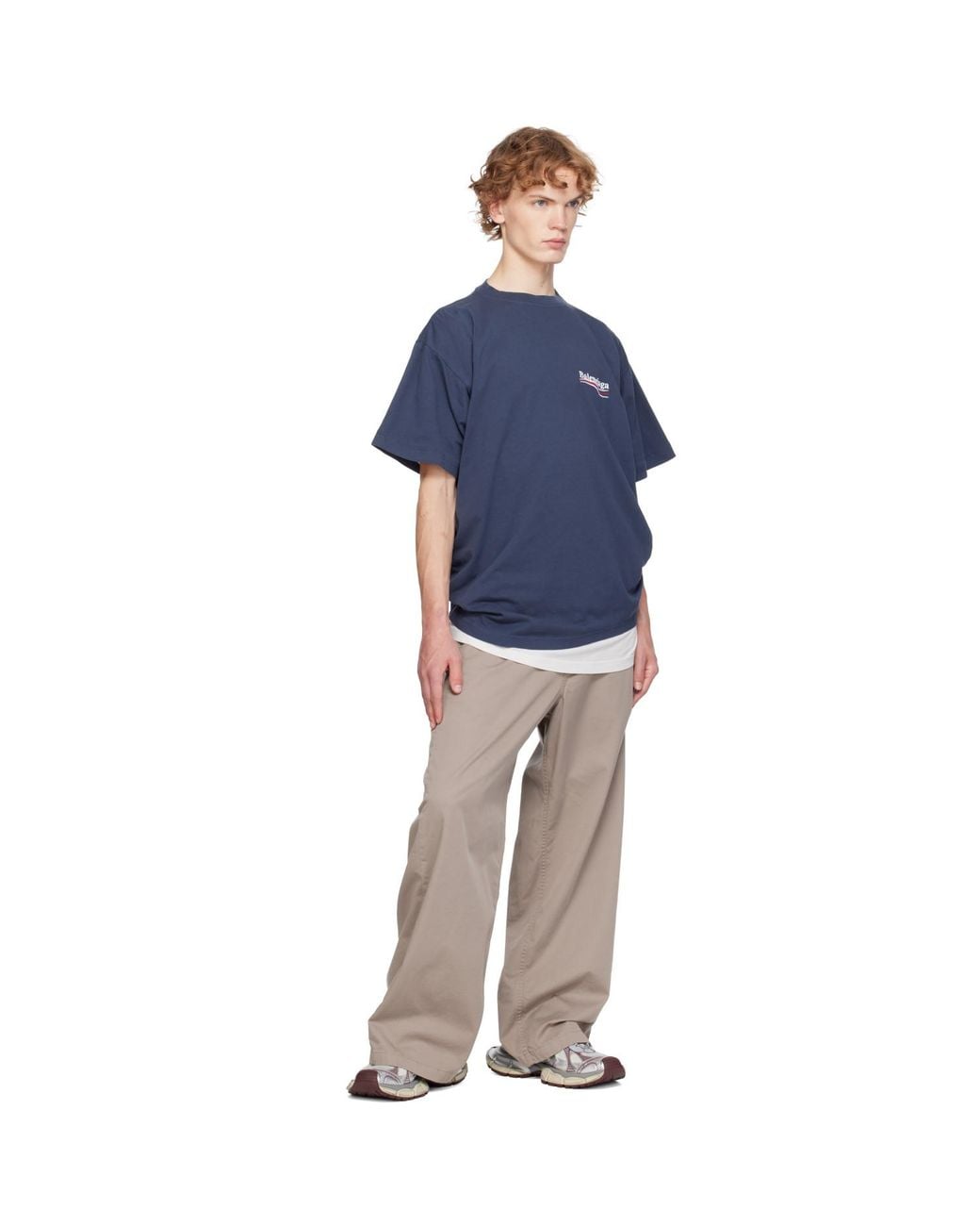 Balenciaga Blue Political Campaign Double T-Shirt for men
