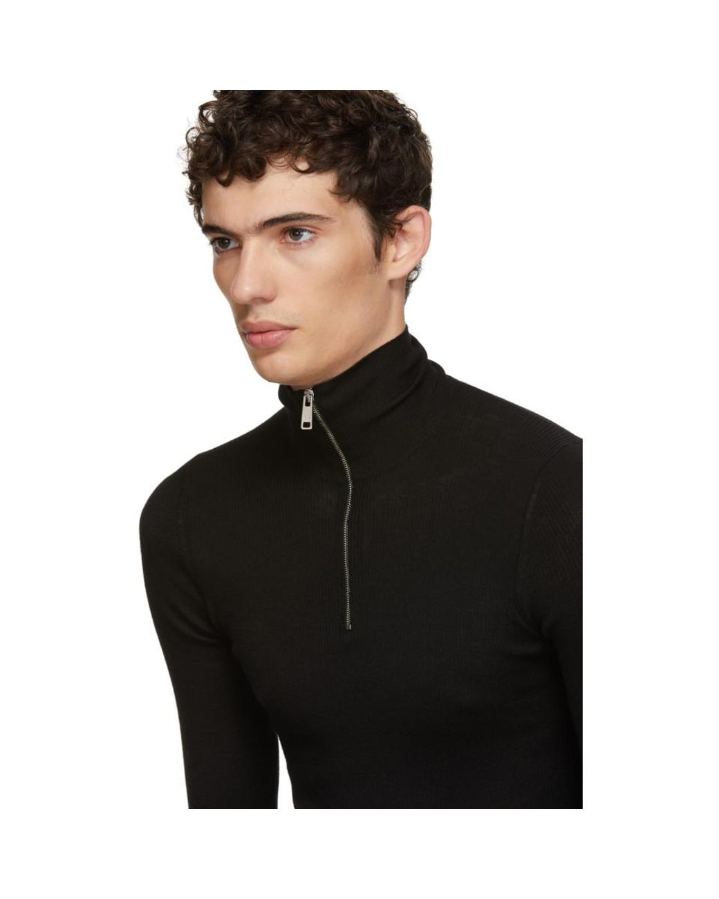 Prada Black Zip-up Turtleneck for Men | Lyst