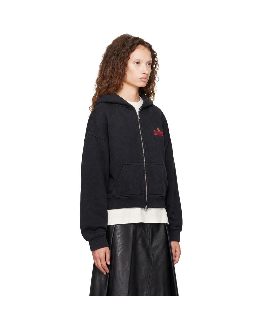 Rhude Black American Spirit' Zip-Up Hoodie