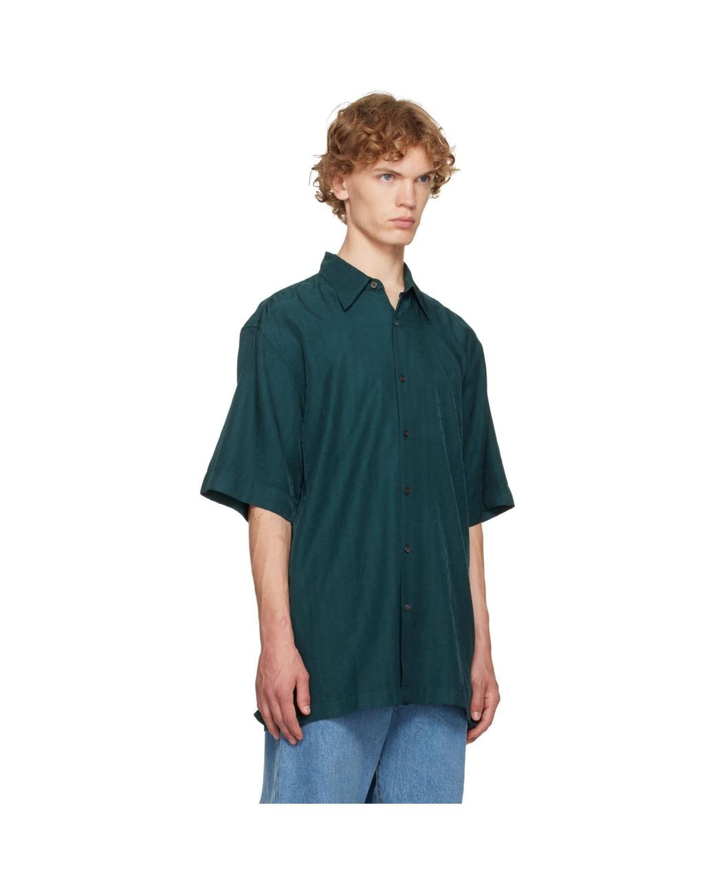Dries Van Noten Green Floral Shirt for men