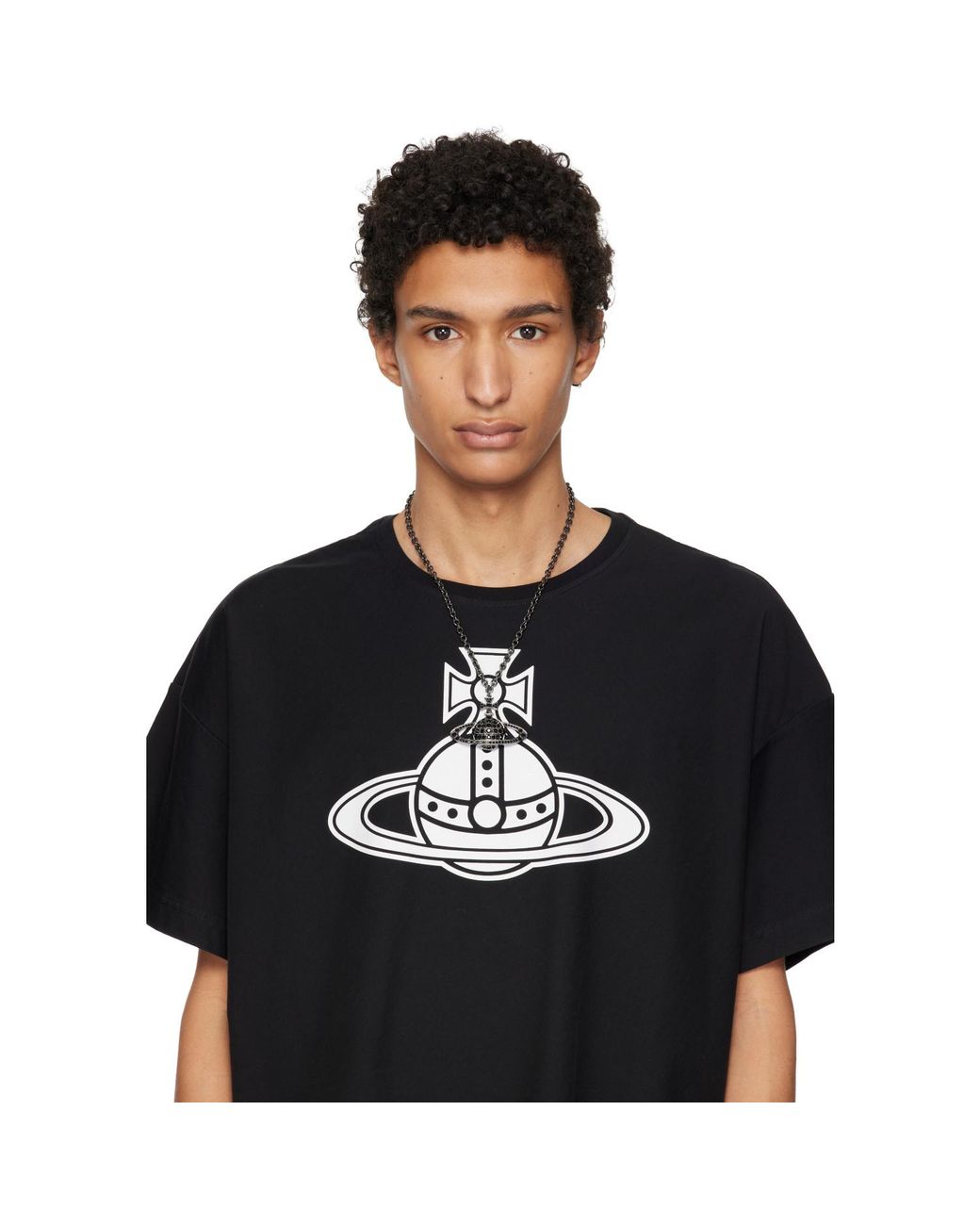 Vivienne Westwood Black Bas Relief Pendant Necklace for men