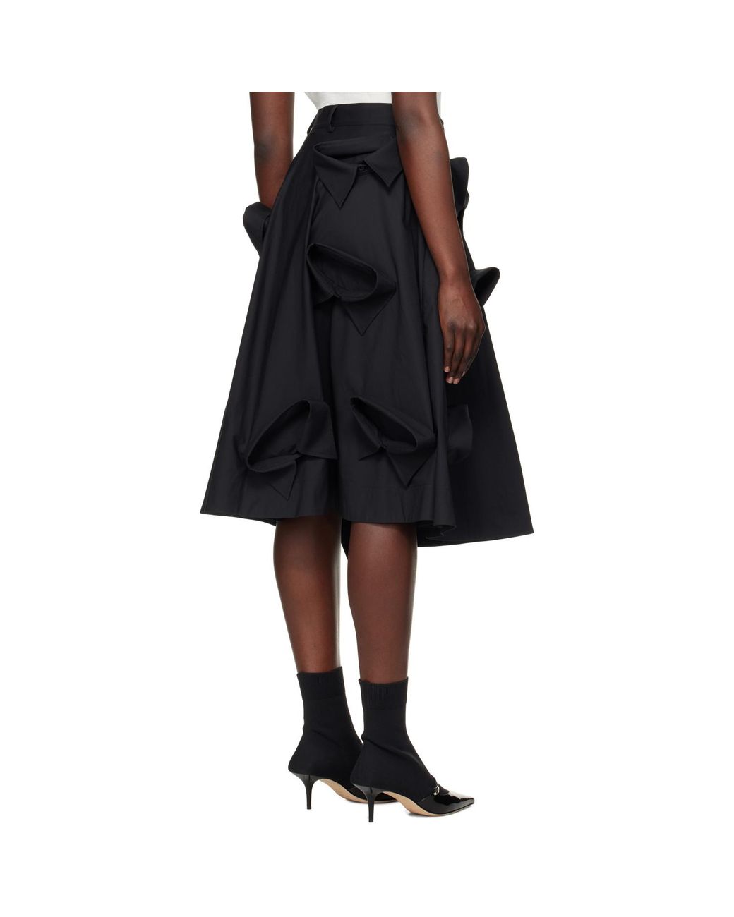 Moschino Black Poplin Multi Collars Midi Skirt