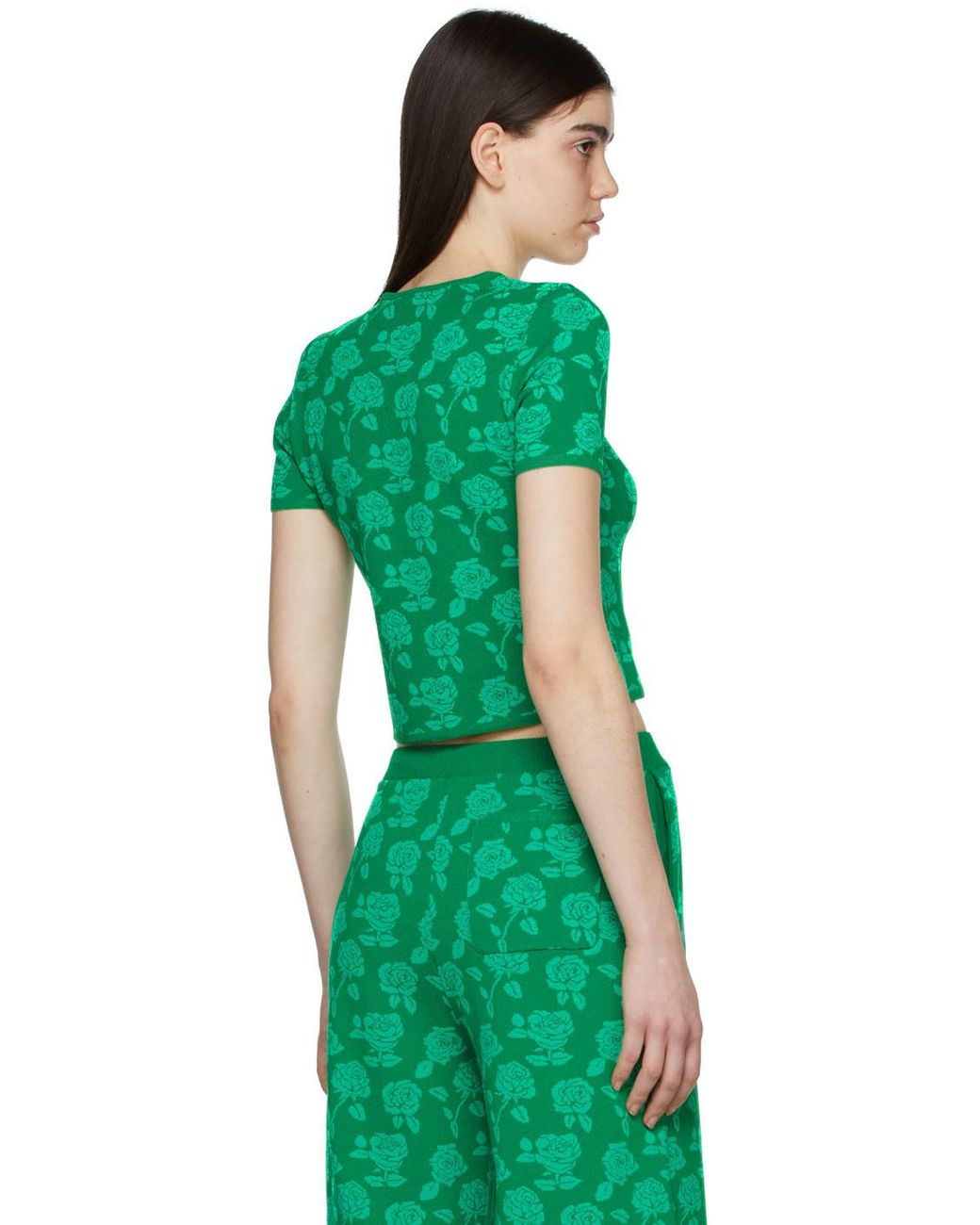 Pushbutton Green Polyester T-shirt