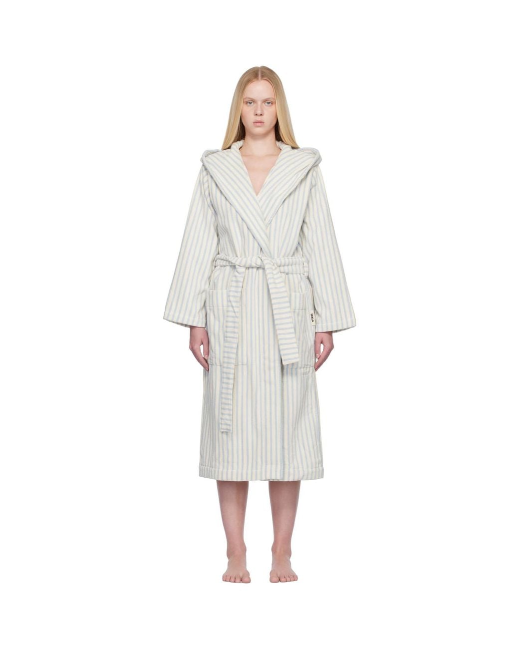 Tekla Black Off- & Terry Hooded Bathrobe