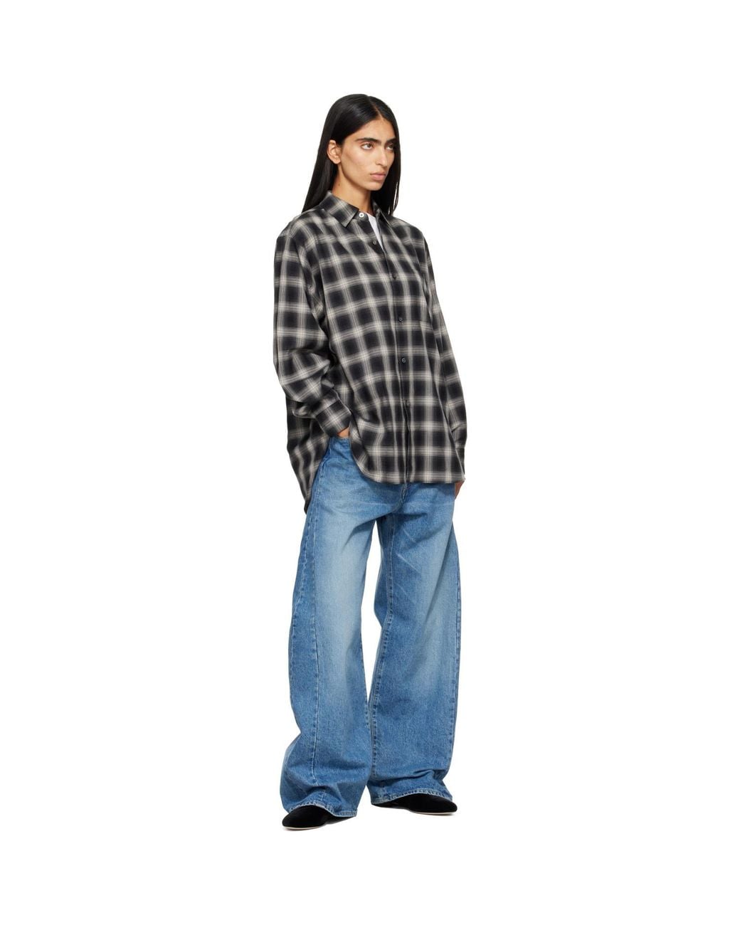 Ssstein Blue Deformation Wide Denim Jeans
