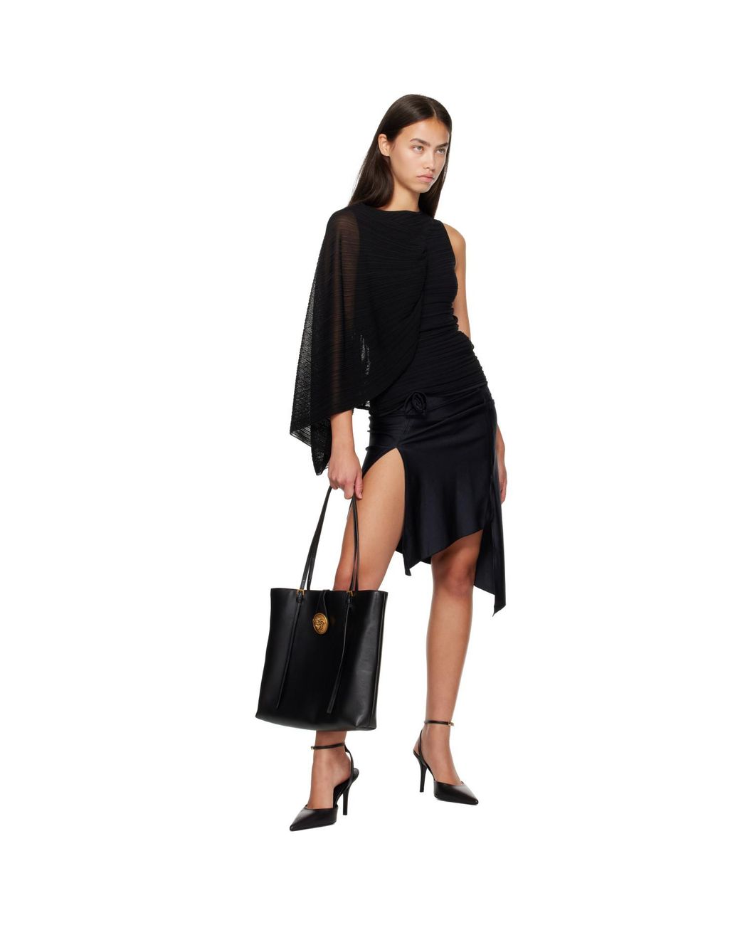 Versace Black Lamb Leather Small Tote