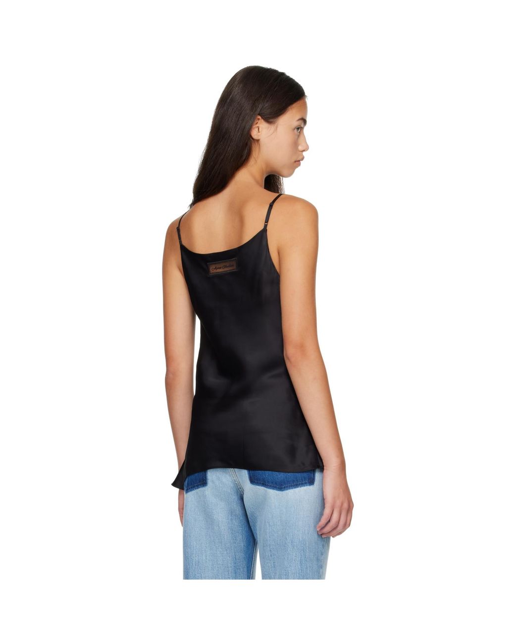 Acne Black Shiny Satin Top