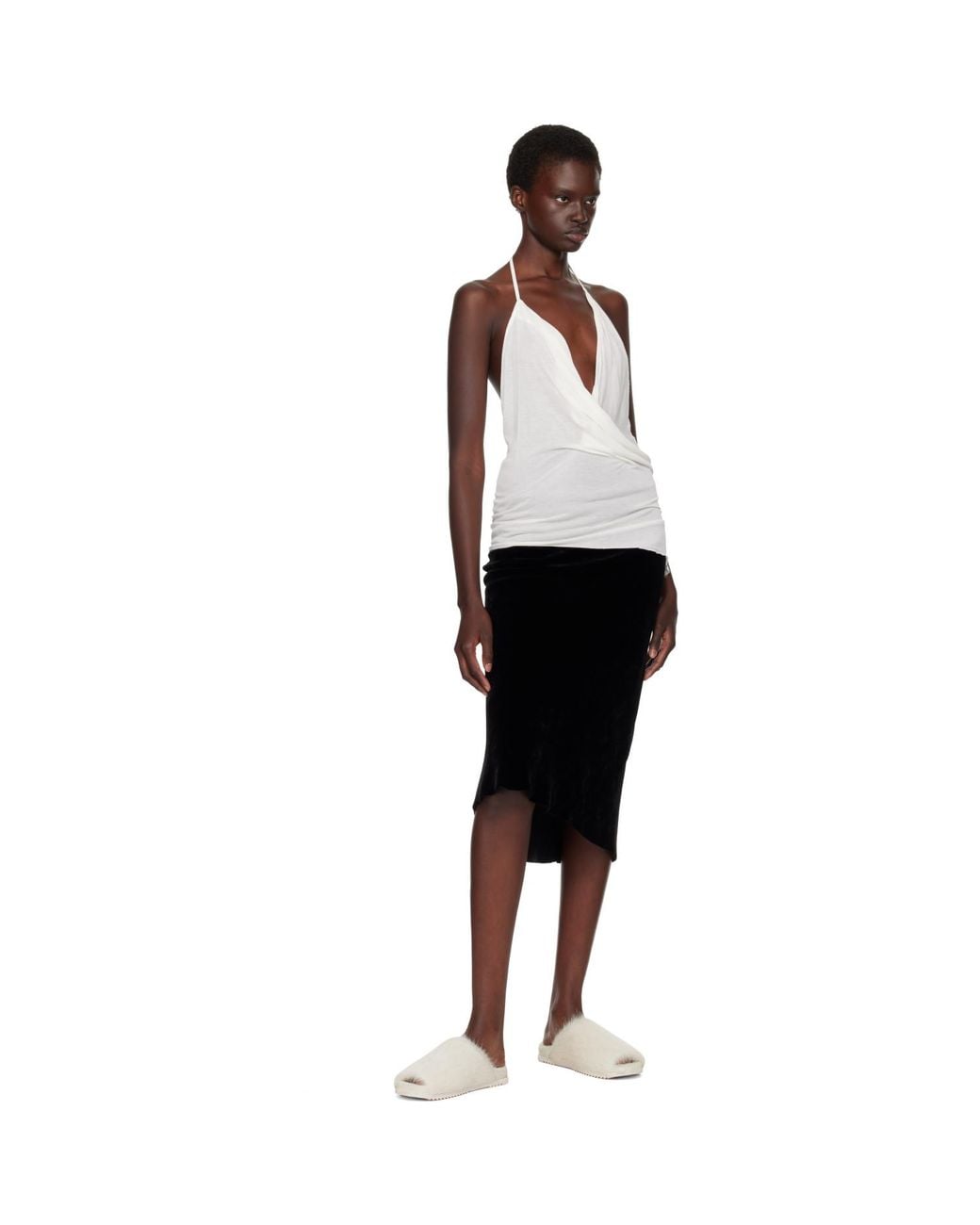 Rick Owens White Off- Tower Draped Top