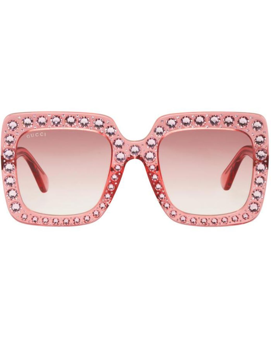 Gucci Pink Oversized Crystal Sunglasses | Lyst